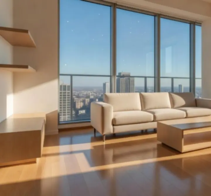 Jasne mieszkanie w mieście po dokładnym sprzątaniu po wyprowadzce