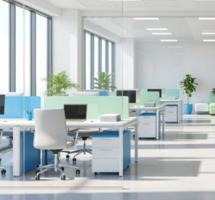 Nowoczesne, idealnie posprzątane biuro utrzymywane przez CzystoLogistik