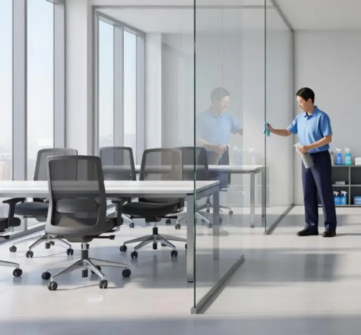 Czyste, nowocześnie urządzone biuro po profesjonalnym sprzątaniu