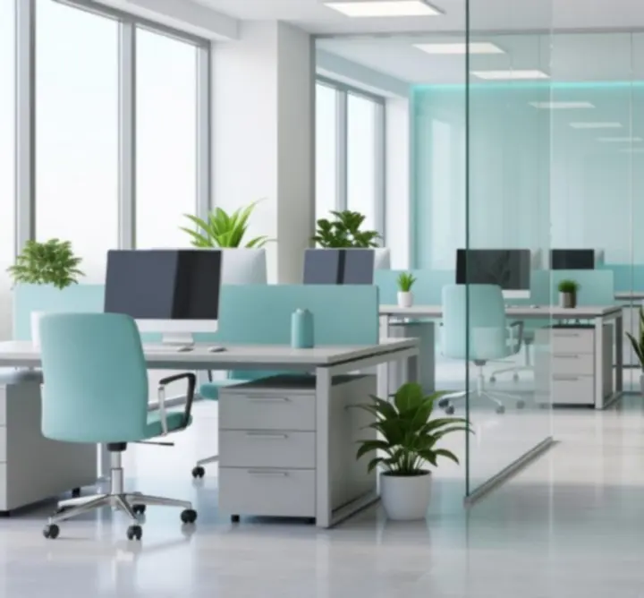 Lśniące, nowoczesne biuro po kompleksowym sprzątaniu